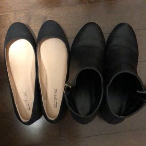 Ankle boots and flat shoes together